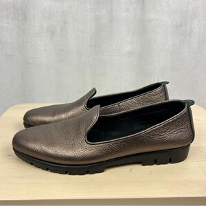 THE FLEXX Loafer Leather Flat Metallic Brown Almond Toe Size 7‎ Cushion Comfort